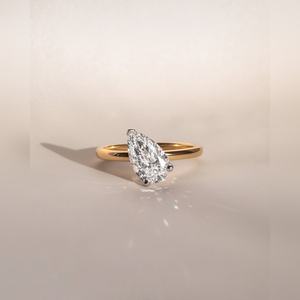 แหวนเพชรทรงลูกแพร์ ตัวเรือนทอง 14K ของขวัญวันครบรอบ/ขอแต่งงาน  ผู้จำหน่ายเครื่องประดับขายส่ง - Product Image 5