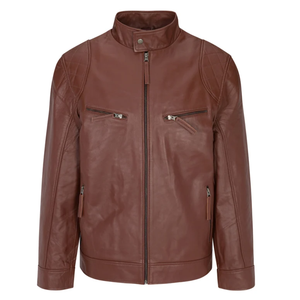 High Street 100% cuero Sherpa genuino Slim Fit Stand Collar chaqueta de invierno con viscos transpirables forro de satén cierre de cremallera - Product Image 1