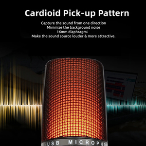 ไมโครโฟน USB ไฟ RGB อเนกประสงค์พร้อมขาตั้งปลั๊กแอนด์เพลย์สำหรับการบันทึกเสียงแบบมืออาชีพโทรศัพท์มือถืออเนกประสงค์ - Product Image 2