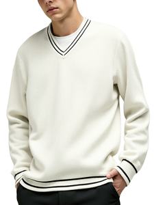 Pulls d'hiver personnalisés de qualité supérieure pour hommes, col en V, 100 % coton, col rond, tricoté, fabricant de vêtements - Product Image 2