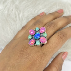 Anillos de ópalo Aurora, anillos de plata de ley 925, anillo de moda, anillo de bodas, anillos de turquesa, plata 925 - Product Image 4
