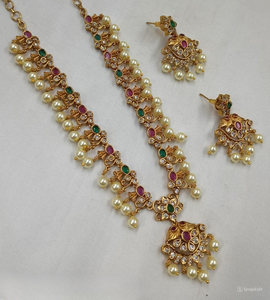 Joyería del templo Kundan DE LA India del Sur, joyería tradicional antigua para boda, joyería para mujer chapada en oro pesado, conjunto de joyería para mujer - Product Image 1