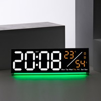 Huayang 6677 RGB Ambiente-Licht LED Digitaluhr Wand- und Tischuhr Doppelnutzung Doppelalarm Timer Temperatur Wochentag Datum Automatische Dimmung