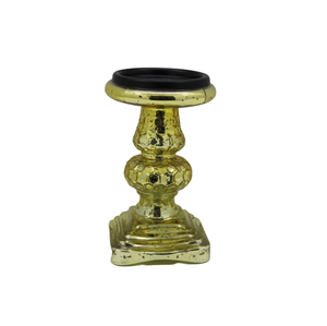 Bougeoir en verre et fer couleur nickel pour décoration de maison porte-bougie design moderne pour décoration de mariage et de fête - Product Image 3