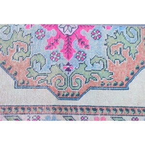 Alfombra Turca Vintage de Lana de 1.8x6.8 pies, Diseño de Patchwork Ecológico, Alfombra Marroquí Azul con Respaldo de Látex - Product Image 5