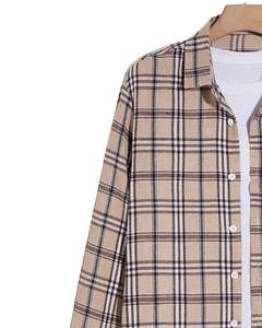 Camisa de Franela a Cuadros Beige Marrón para Hombre, Personalizada por el Fabricante, con Botones, Manga Larga, Informal, de Invierno, con Tela Suave y Cálida - Product Image 3