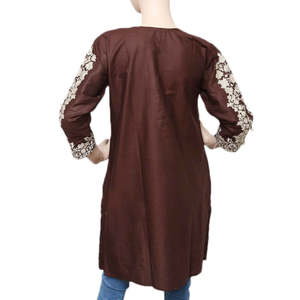 Kurti brodé pour femmes - Café - Product Image 2