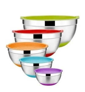 ชามผสมสลัดสแตนเลสพร้อมฝาพลาสติกชามสลัดพร้อมฝาปิดชามผสมสลัดโลหะ - Product Image 1