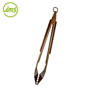 Customized Logo <b>BBQ</b> Locking Tongs with Wooden Handle Metal Tools - Product Image 5