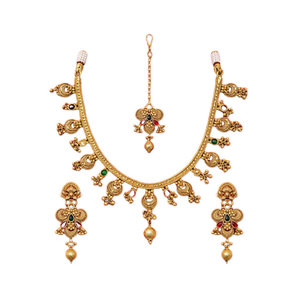 Juego de Joyería Clásica Chapada en Oro para Compromiso, Fiesta y Boda con Piedras con Patrones para Mujer - Product Image 1