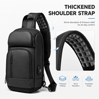 Sac bandoulière homme en gros d'usine avec port de chargement USB, multiples poches, compartiment pour tablette 9,7 pouces et PVC résistant à l'eau