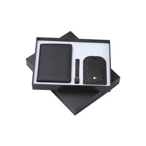 Juego de regalo corporativo de negocios de lujo de color negro de billetera de pasaporte y etiqueta de equipaje Juego de regalo corporativo - Product Image 1