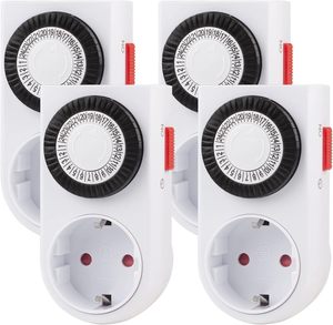 Minuteur mécanique écologique <span class=keywords><strong>HBN</strong></span> 16A, lot de 4 avec sécurité enfant, programmation 24h, intervalle de commutation de 30 minutes - Product Image 1
