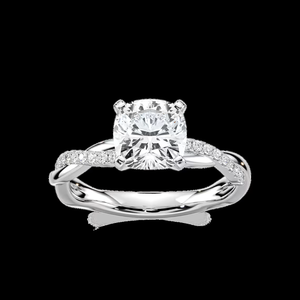 แหวนหมั้นเพชรทรงคุชชั่น 1.10 กะรัต ผลิตในห้องปฏิบัติการ ได้รับการรับรองจาก IGI ตัวเรือนทองคำแท้ 14k ดีไซน์เกลียว - Product Image 1