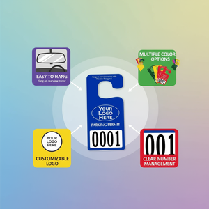 U-Meking <span class=keywords><strong>Permis</strong></span> de stationnement personnalisé Hang Tag-Carte de passage vierge en PVC réutilisable pour rétroviseur de voiture en gros - Product Image 5