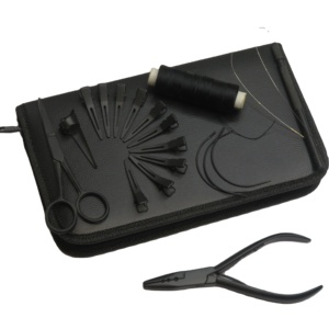 Professional Stainless Steel Hair Extension Tools <b>Kit</b> Micro <b>Bead</b> Crimping Plier Hair Cutting Scissors Curved Needles Pulling - Product Image 6