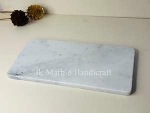 Bandeja de servicio de mármol blanco natural hecha a mano más vendida, técnica de piedra pulida para servicio de habitaciones, servicio de comida, venta al por mayor - Product Image 4