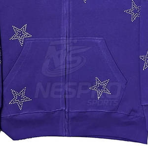 Sudaderas con capucha de diamantes de imitación con cremallera de invierno para hombre 100% algodón polar diseño personalizado de alta calidad - Product Image 4