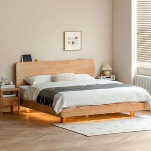 Cama elegante minimalista con plataforma de madera maciza - Product Image 2
