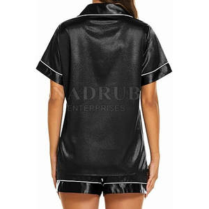 Ensemble de nuit 2 pièces pour femmes, short à manches longues avec taille élastique pour l'automne - Product Image 2