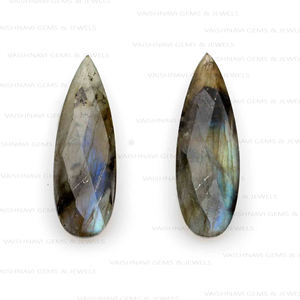 Cuarzo azul Natural de alta calidad, 10x30mm, forma de pera, cuentas de Briolette, piedras preciosas sueltas calibradas para la fabricación de joyas, proveedor directo - Product Image 1