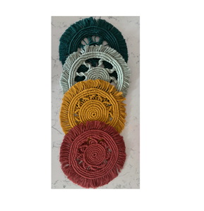 Modern Style Handmade Decorative <b>Christmas</b> Oval White Braided Macrame <b>Straw</b> Woven Rattan <b>Cup</b> Tea Coaster Scallop Placemat - Product Image 1