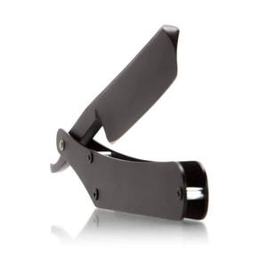 Rasoir droit en acier inoxydable noir pour hommes | Rasoir de barbier élégant à manche ergonomique | Outil de toilettage prêt à raser et réutilisable - Product Image 1