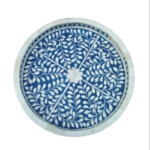 Vente en gros de plateaux ronds en nacre en bois vert pour servir la combinaison de décoration intérieure en Arabie saoudite et à Singapour - Product Image 5