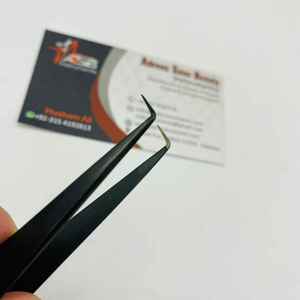 Pinzas de extensión de pestañas de acero inoxidable con plasma negro de 90 grados con logotipo personalizado con punta de nanofibra pinzas de pestañas puntiagudas - Product Image 6