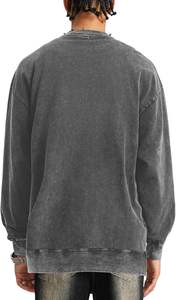 Fabricantes de ropa personalizada 100% algodón French Terry O cuello manga larga Oversize ácido lavado sudadera - Product Image 6