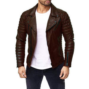 Fabricante de fábrica Mejor Precio Chaqueta de cuero genuino para los hombres transpirable Hombres a prueba de viento Chaqueta de cuero OEM Abrigo personalizado - Product Image 4