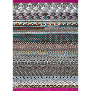 Tapis géométrique noué à la main en laine et soie de bambou Manchaha, rectangulaire, épaisseur 10 mm, pour salon, couloir - Les-1181 Gris & Noir - Product Image 5