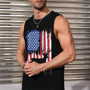 Débardeur léger uni personnalisé Impression personnalisée anti-rides 100% polyester Haut uni personnalisé à col en O pour hommes oversize - Product Image 3