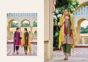 Últimos trabajos bordados al por mayor con seda Premium con pantalón y Dupatta - Product Image 2