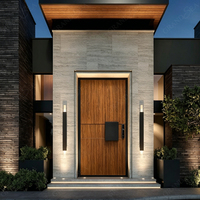 Porte d'entrée en aluminium coulé de luxe Grandsea, grain de bois, portes de sécurité en aluminium, taille et couleur personnalisées pour l'extérieur de la maison