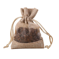 Sacs cadeaux en toile de jute en gros avec fenêtre transparente, pochettes à bijoux pour Noël, mariage, cosmétiques, collations, sacs de faveur