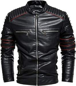 Chaqueta de Cuero Estilo Motero con Cierre Personalizada, Lavada Vintage, Diseño de Moda, Chaqueta Impermeable y Cortavientos Unisex para Hombre - Product Image 2
