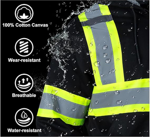 Sweat-shirts de travail réfléchissants LED imperméables avec logo personnalisé, vêtements de sécurité haute visibilité pour la construction, vêtements d'hiver, uniforme de sécurité - Product Image 4