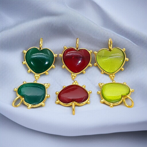 Pendentif en forme de cœur gonflé en cornaline, argent 925 plaqué or, serti de pierres, pour la fabrication de bijoux, fournisseurs de bijoux en gros en provenance d'Inde - Product Image 6