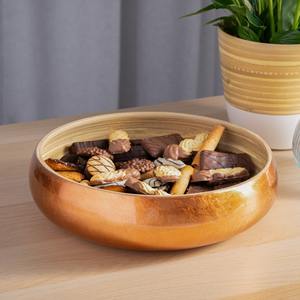 Stylish multi-functional golden <b>bowl</b> competitive price spun <b>bamboo</b> decorative <b>bowls</b> for home kitchen decor - Product Image 1