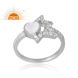 Design étonnant Bague en argent sterling 925 plaqué palladium lune arc-en-ciel naturelle et topaze blanche Fabricant de bijoux personnalisé - Product Image 1