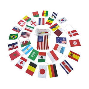 33Ft, 32 Countries Flags 11.8"x7.8", International Bunting Pennant Banner with Vivid Color and <b>String</b>, World Party Decoration - Product Image 1