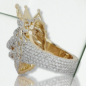 RB GEMS Bague de fiançailles et de mariage unisexe en or jaune massif 14 carats, forme lion personnalisée, style hip-hop, avec diamant de laboratoire certifié IGI - Product Image 2