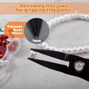 5-Inch Stainless Steel Long Nose Pliers with Specialty Pointed Tweezers <b>Light</b> Weight & Smooth <b>Work</b> for Jewelry Making - Product Image 5