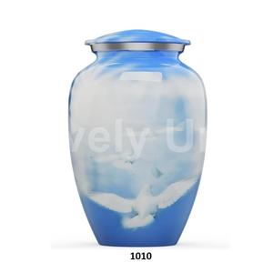 Urna de cremación funeraria-Urna de cremación cruzada para cenizas humanas-Urna grande de aluminio hecha a mano con bolsa de terciopelo gratis - Product Image 5