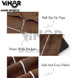 Conjunto de chándal de dos piezas para mujer, sudadera de manga larga con cremallera para otoño, pantalones largos a juego, chándal elegante para correr, ropa - Product Image 5