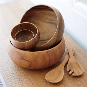 Bol à salade en bois naturel poli fait main, design contemporain, cadeau d'entreprise écologique, vaisselle de service - Product Image 2