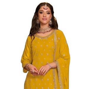 Venta al por mayor de Georgette de aluminio con traje de trabajo bordado con plaza y dupatta bordada para mujer venta en línea - Product Image 2