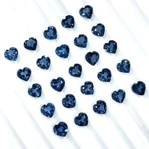 Pierres précieuses en topaze bleue de Londres naturelle de 4 mm, taille cœur, facettées, sculptées, pour la fabrication de bijoux, topaze bleue de haute qualité, vente en gros - Product Image 1