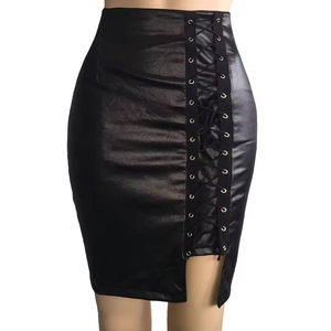 Vente en gros de jupes pour femmes personnalisées de qualité supérieure en cuir respirant jupes pour femmes grande taille en cuir à la mode - Product Image 3